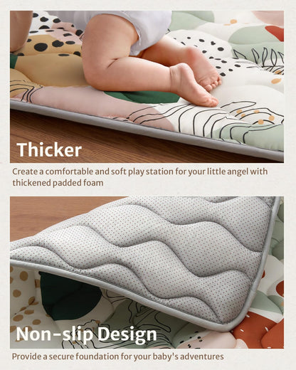Blissful Diary Portable Baby Play Mats for Floor, Thicken Cushioned Foldable Baby Crawling Mat for