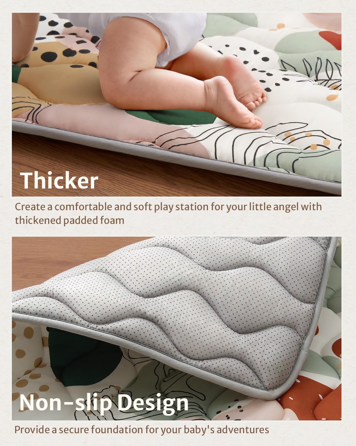 Blissful Diary Baby Play Mats for Floor, 47x47 Inch Playpen Mat, Thicken Padding Foam Playmate for