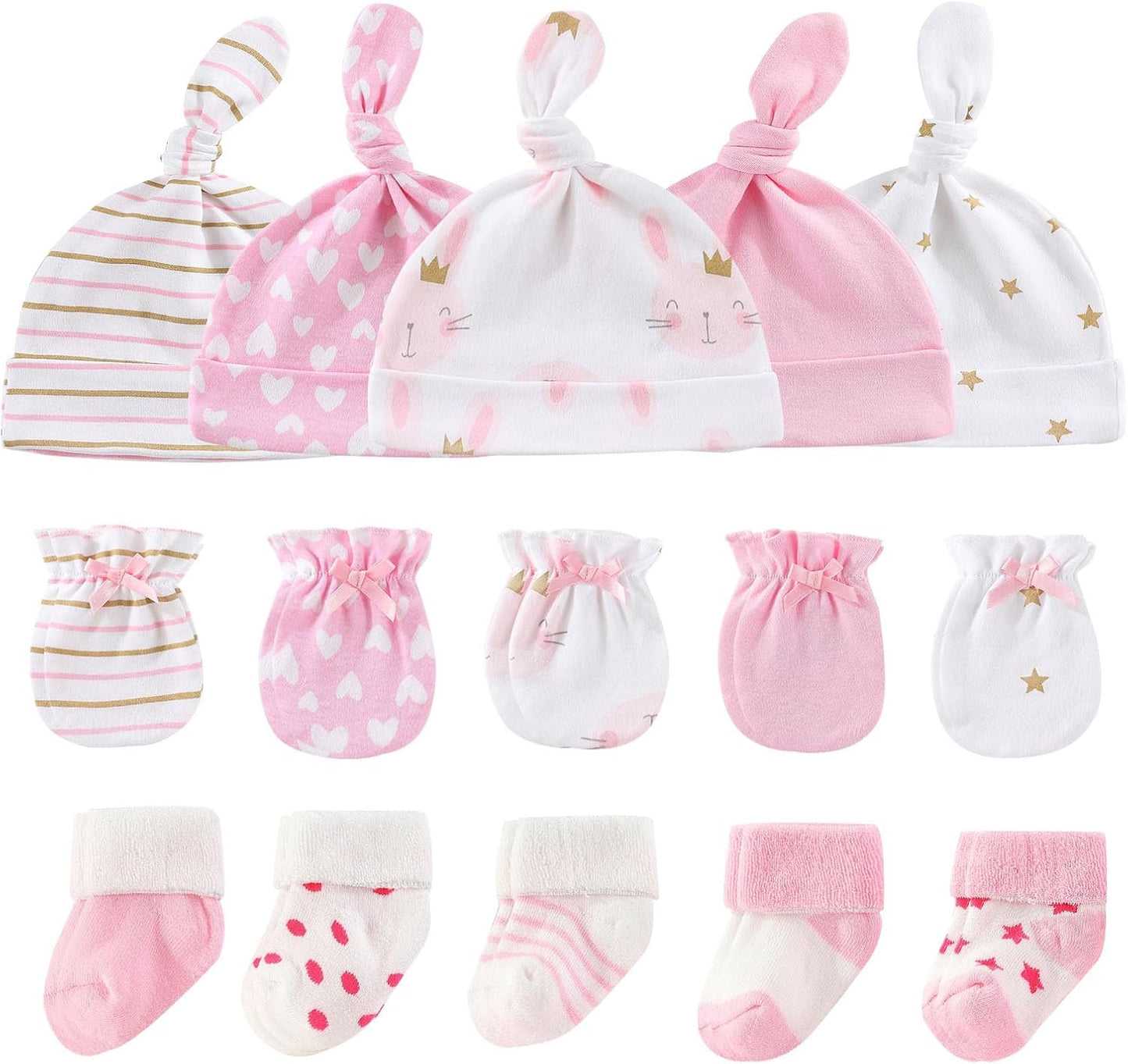 Baby Hats Mittens and Socks Set Cotton Newborn Hat Beanie Soft Infant Girls Boys Caps Gloves 0-6