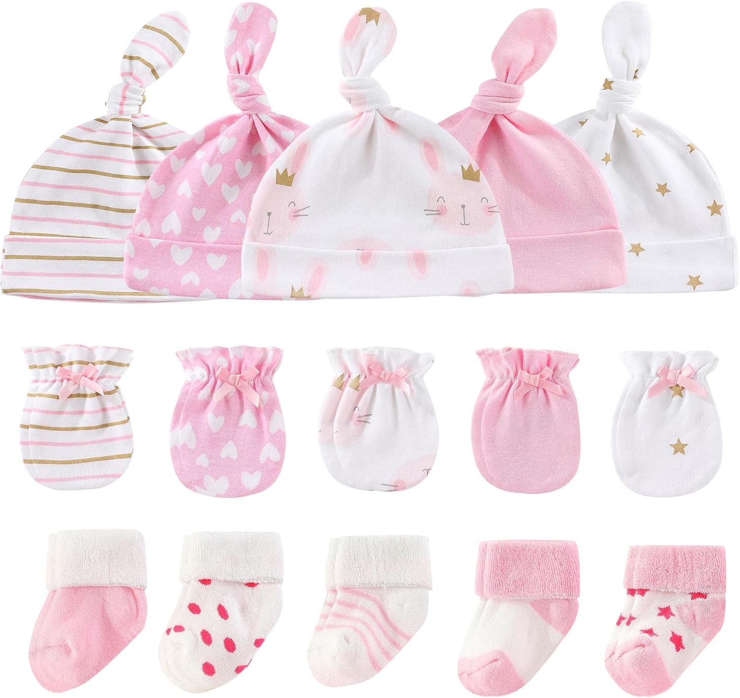 Baby Hats Mittens and Socks Set Cotton Newborn Hat Beanie Soft Infant Girls Boys Caps Gloves 0-6
