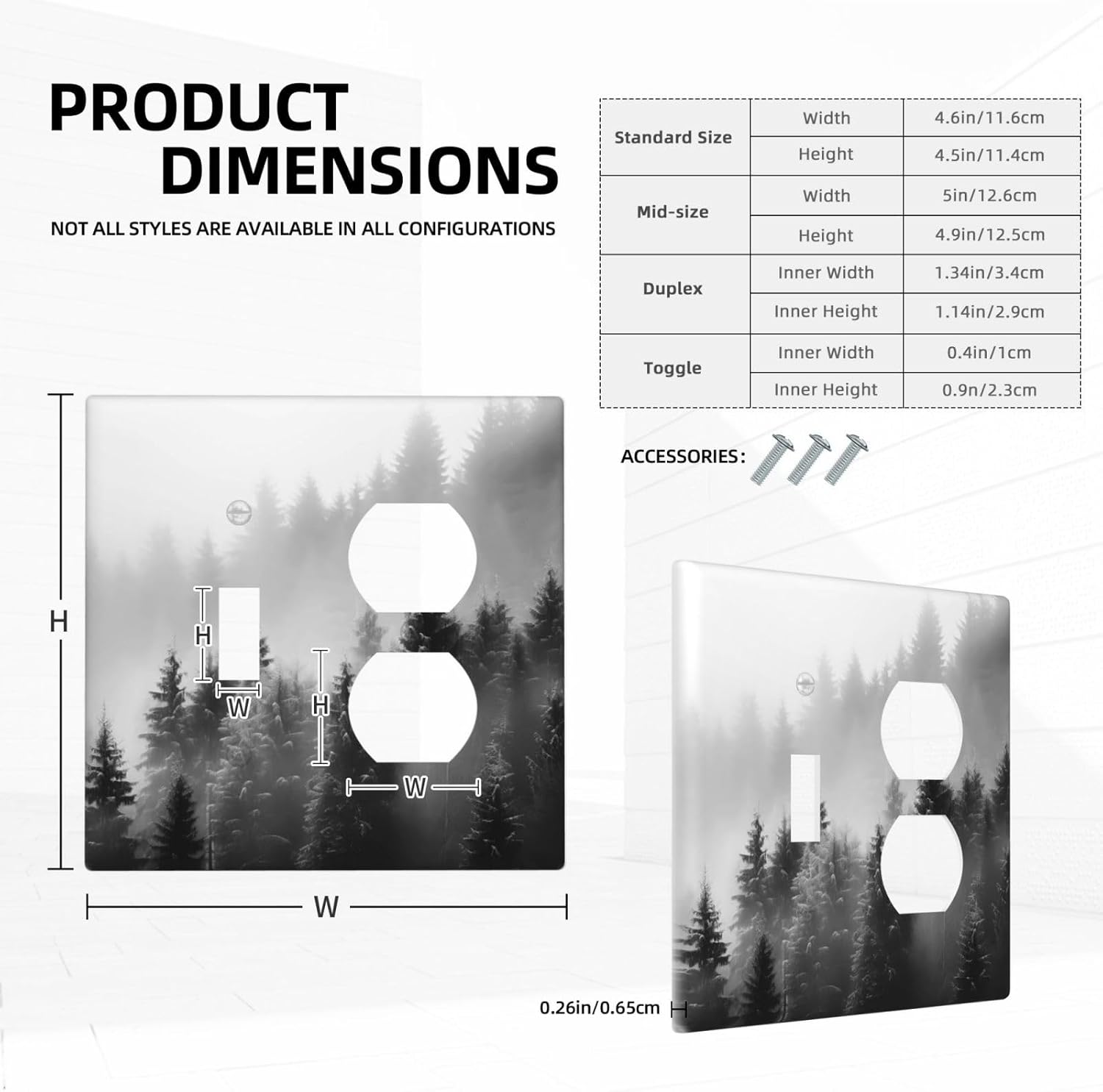Foggy Forest Natural Scenery Retro Tree Pine Wallplates 1 Toggle 1 Duplex Switch Plate Electrical