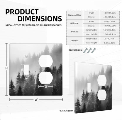 Foggy Forest Natural Scenery Retro Tree Pine Wallplates 1 Toggle 1 Duplex Switch Plate Electrical