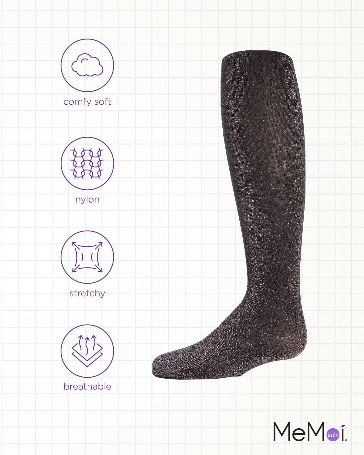 MeMoi Shining Star Shimmer Tights for Girls, Ultra Soft and Lightweight Opaque Girl Tights - Sizes