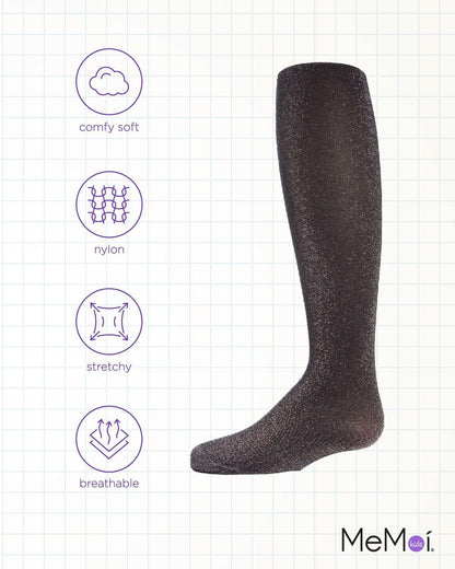 MeMoi Shining Star Shimmer Tights for Girls, Ultra Soft and Lightweight Opaque Girl Tights - Sizes