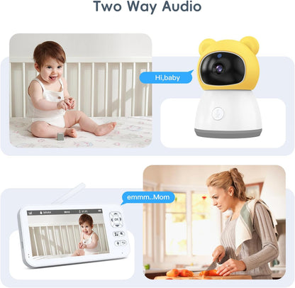 Baby Monitor with Camera and Audio, 2K HD Smart Video Baby Camera WiFi 5" Screen, Night Vision