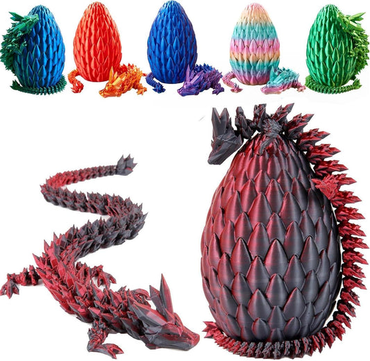 12inch 3D Printed Dragon Egg,Mystery Crystal Dragon Fidget Toys,Articulated Dragon,Home Desk Decor