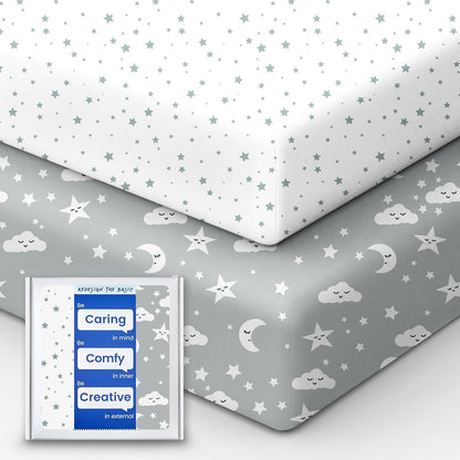 Crib Fitted Sheet Star, Super Stretchy Jersey Crib Sheets, Buttery Soft Boy Crib Mattress Sheets