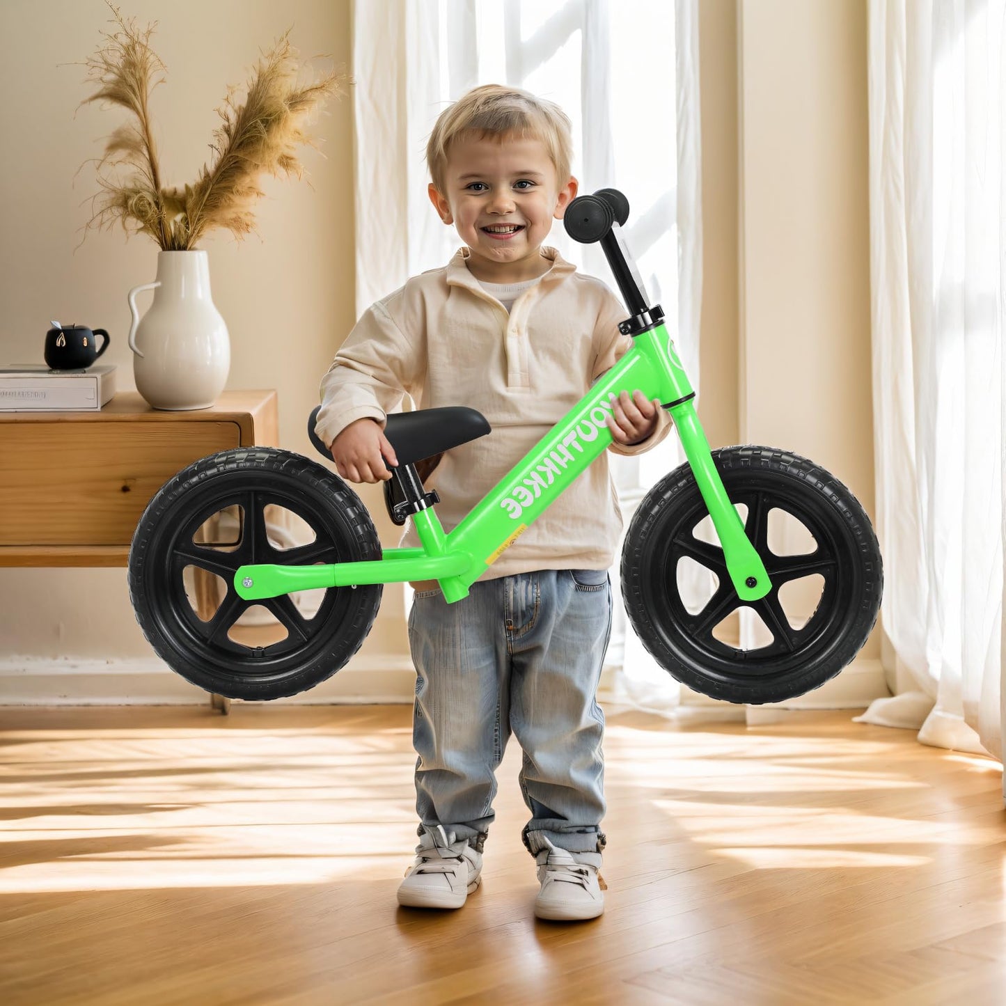 Youthkkee 12 Inch Toddler Balance Bike for 1-3 Year Olds, No-Pedal Bike with Tool-Free Adjustable