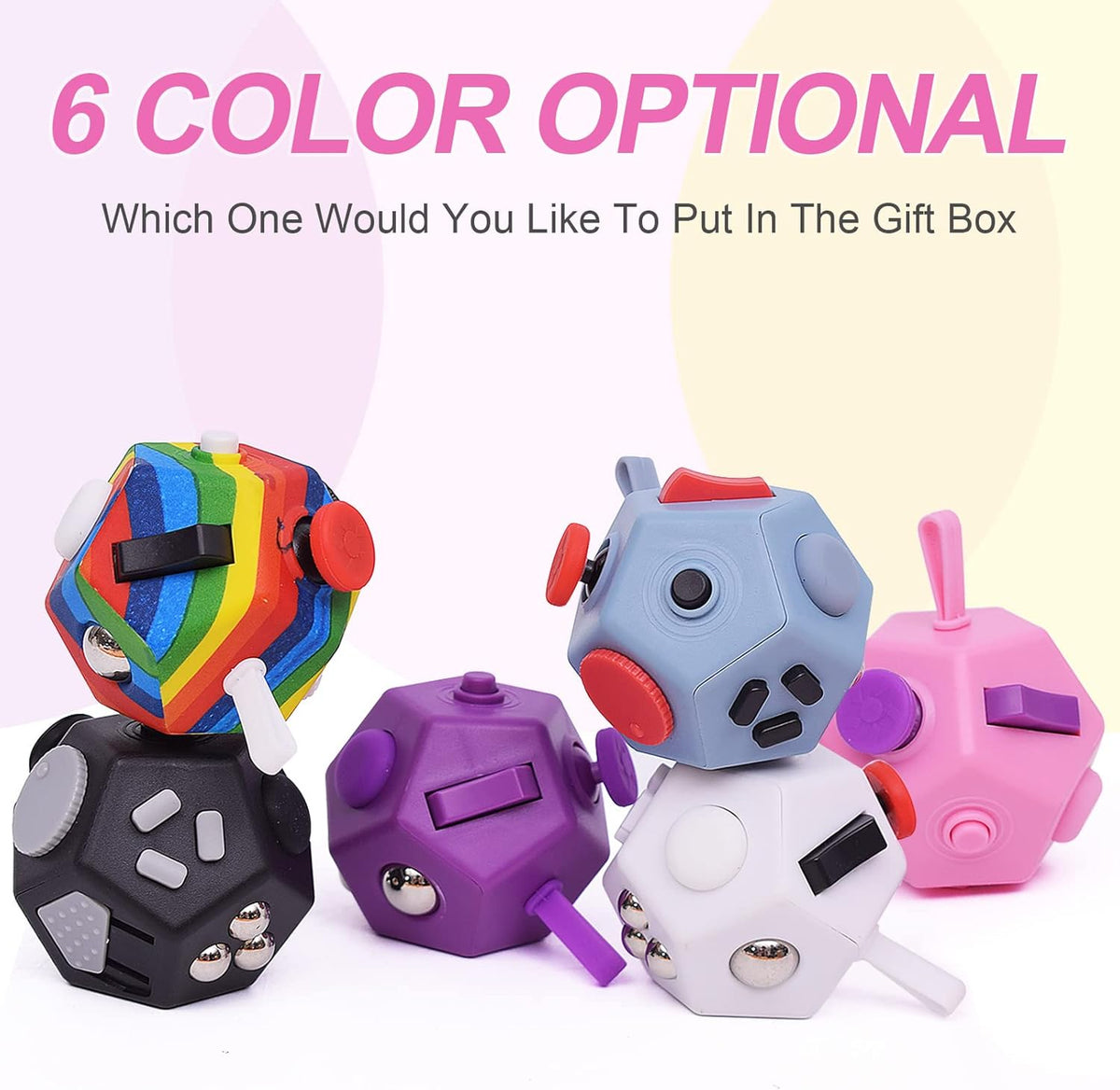 Small Fidget Toys,Mini Finger Cube,12 Sided Cube Toys Relief Stress and Anxiety Depression Anti for