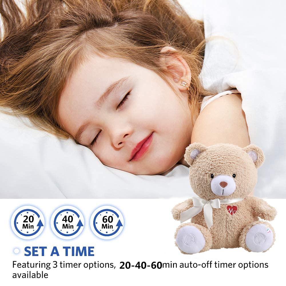 BEREST Baby Cry Activated Sleeping Aid Soother, White Noise Machine Infant Stuffed Animal Baby