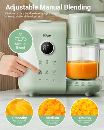 Bear Baby Food Maker with Two Layer Steam Baskets, Multifunction Baby Food Processor Steamer Puree