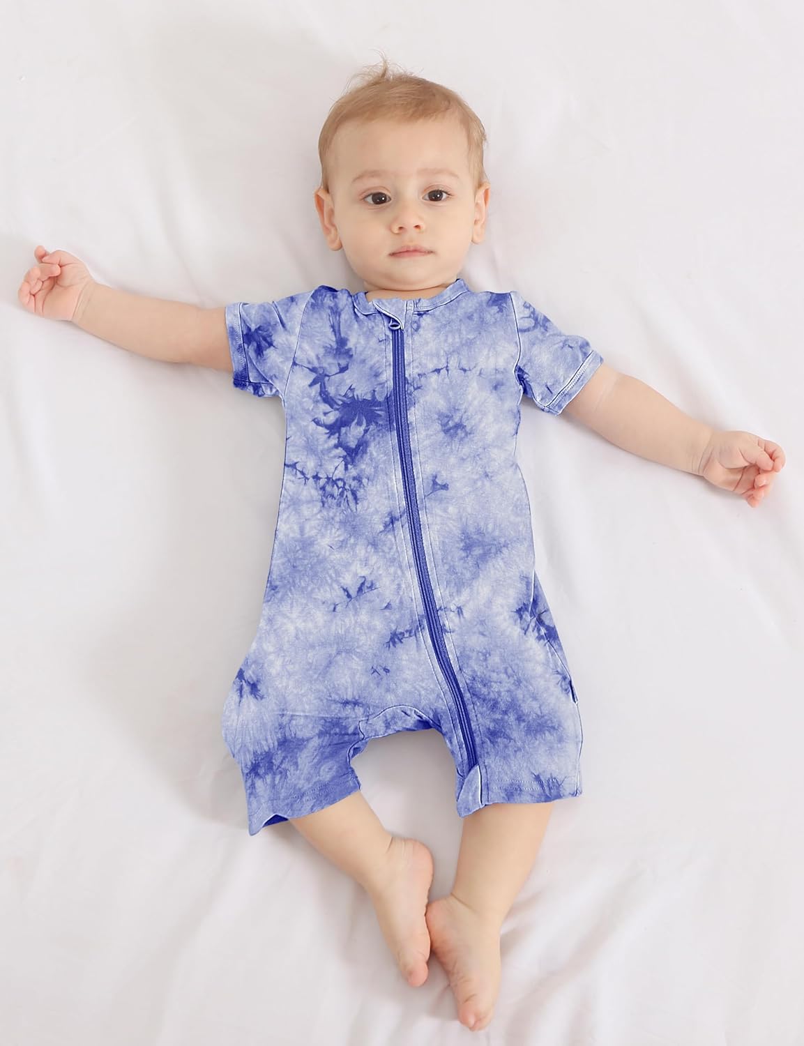 Jimonda Baby Girl Boys Rayon From Bamboo Pajamas 3 Pack Short Sleeve Footless Romper 2 Way Zipper