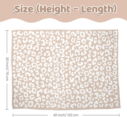Leopard Print Minky Baby Blanket 30 x 40 Inches for Girls, Soft Plush Receiving Blanket with Dotted