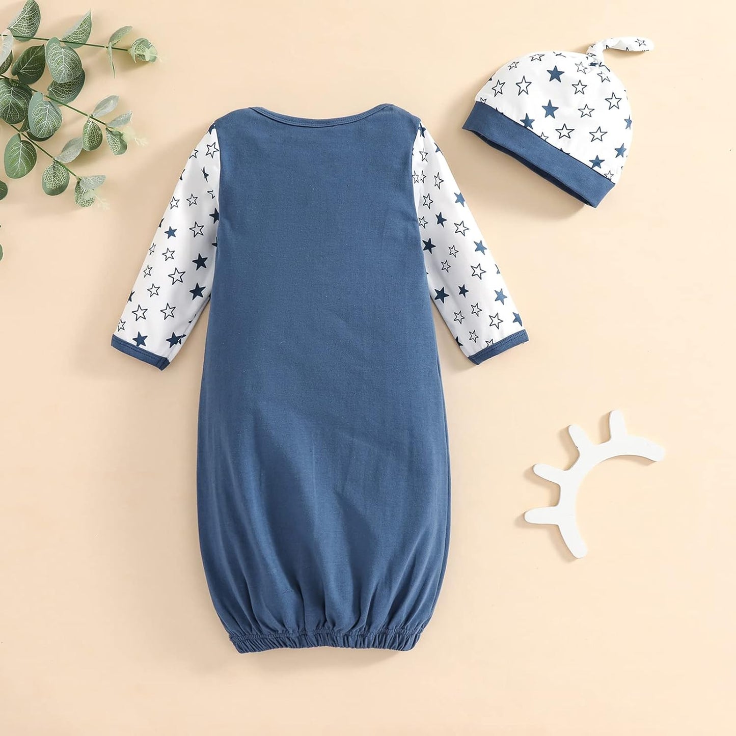 AMAWMW Newborn Baby Girl Little Sister Sleeper Gown Stripe Long Sleeve Nightgown Pajamas Gifts
