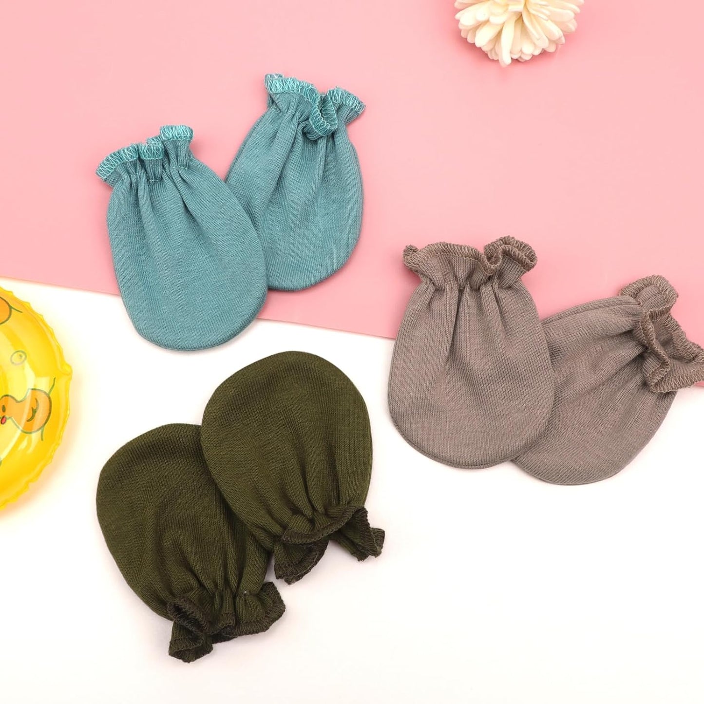 BQUBO Newborn Infant Toddler Mittens No Scratch Cotton Elastic Wrist Gloves Hypoallergenic for 0-6