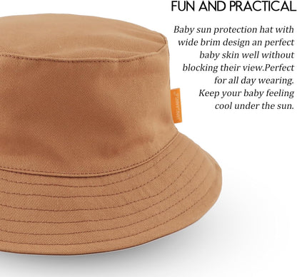 JANGANNSA Cotton Baby Sun Hat Infant Toddler Boys Girls Bucket Hats Summer Sun Protection Kids