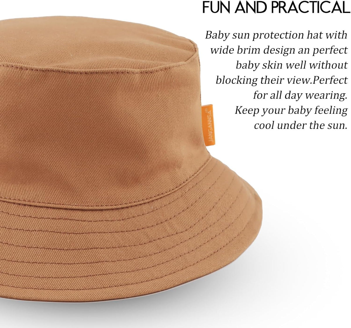 JANGANNSA Cotton Baby Sun Hat Infant Toddler Boys Girls Bucket Hats Summer Sun Protection Kids