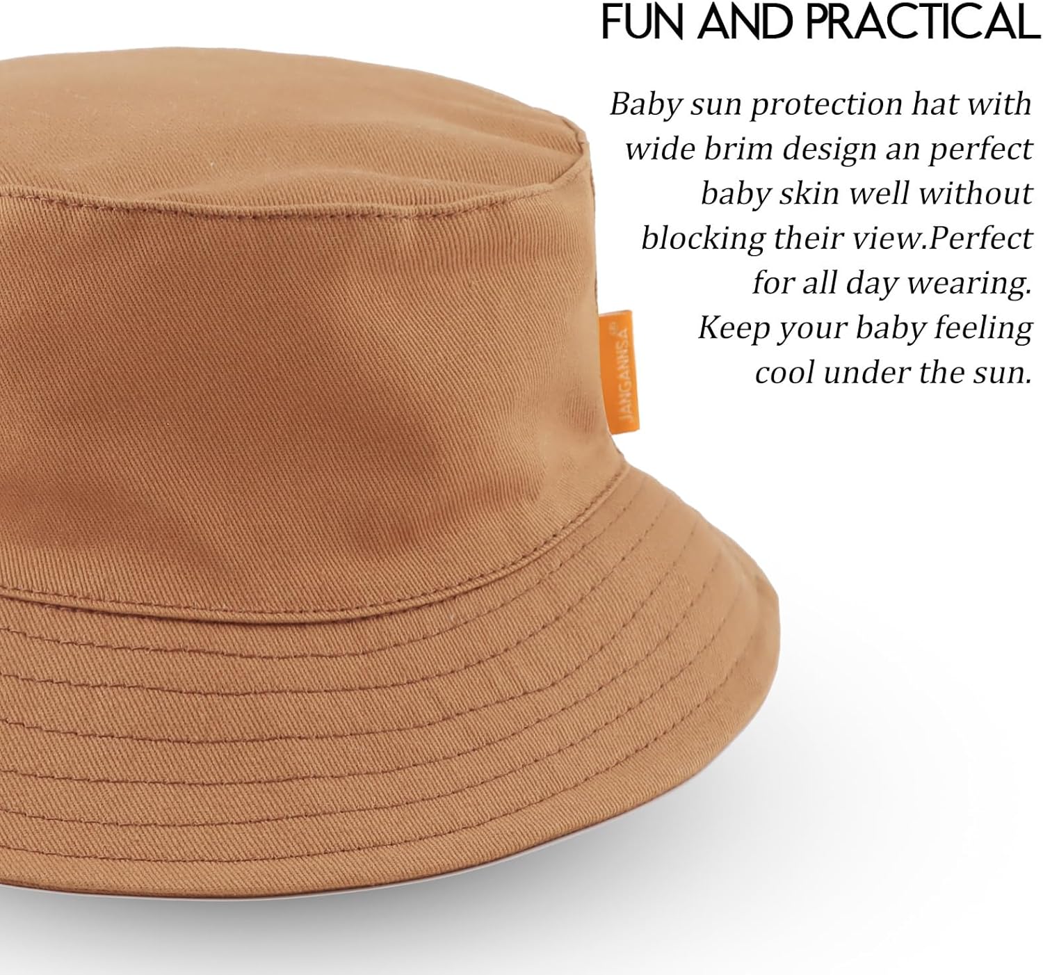 JANGANNSA Cotton Baby Sun Hat Infant Toddler Boys Girls Bucket Hats Summer Sun Protection Kids