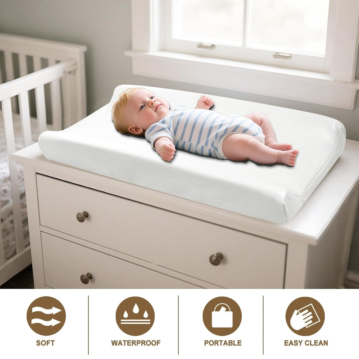Owlowla Changing Pad Cover,Waterproof Changing Pad Covers-Soft Leather Diaper Changing Table