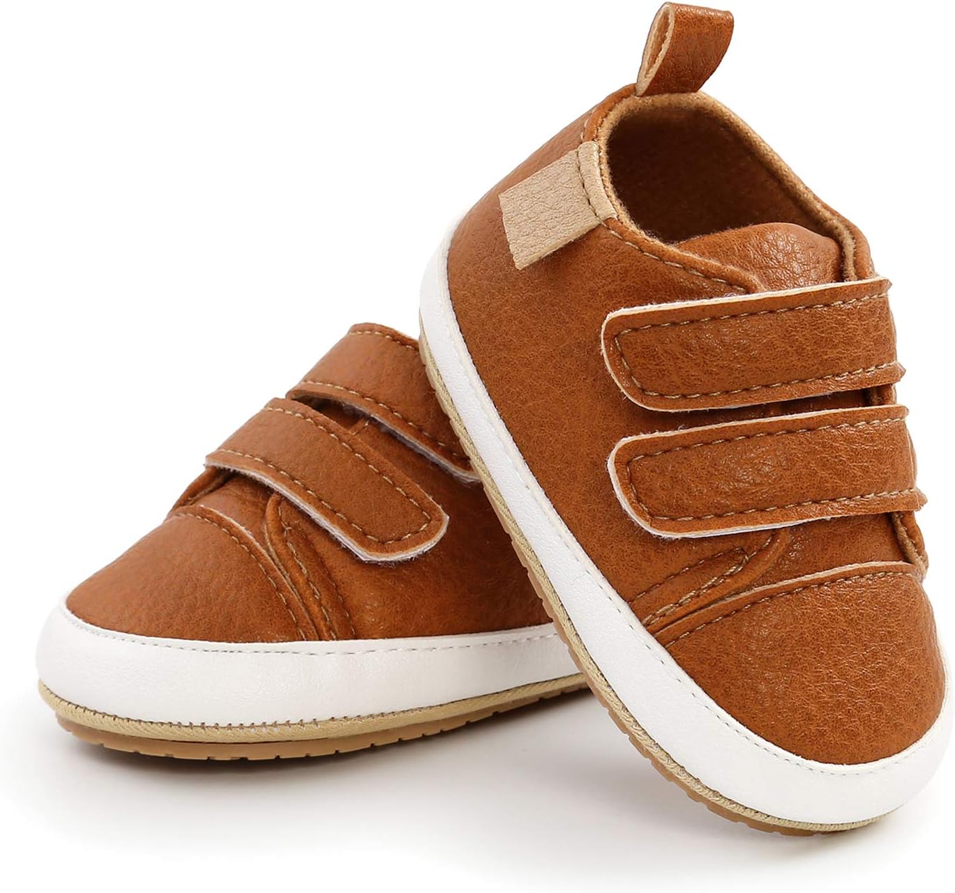 SOFMUO Baby Boys Girls High Top Ankle PU Leather Sneakers Soft Rubber Sole Infant Moccasins Newborn