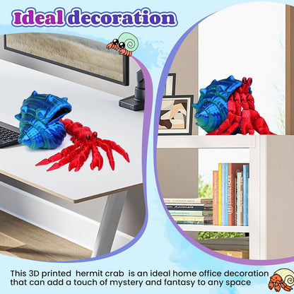 3D Printed Hermit Crab Fidget,3D Printed Dynamic Animals Toy,Full Articulated Flexible Crystal
