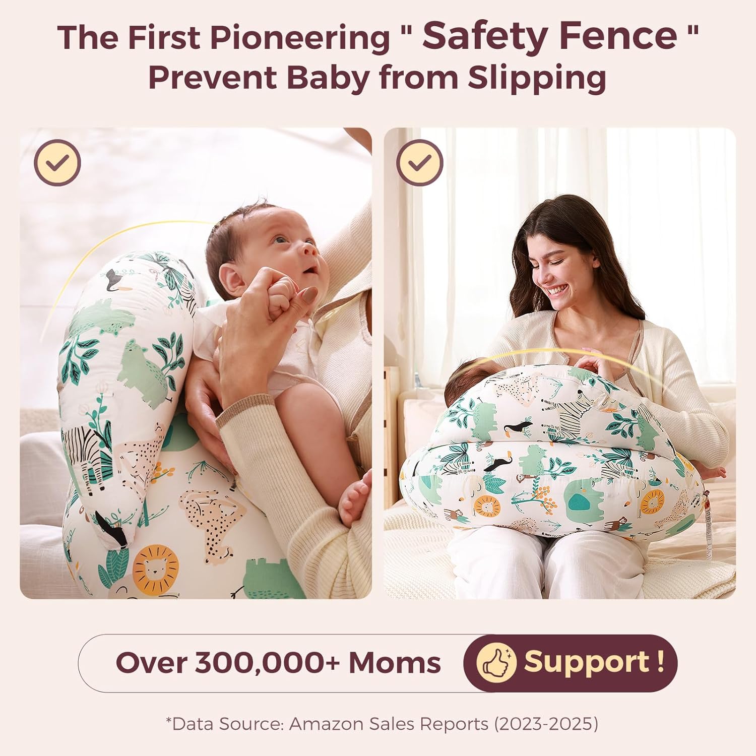 Momcozy Pioneering Safety Fence Nursing Pillow for Breastfeeding- Wider Feeding Pillows for More