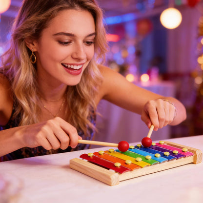 2 Pcs Wooden Xylophone for Kids,Xylophone Educational Musical Toy with 2 Child Mallets 8 Diatonic