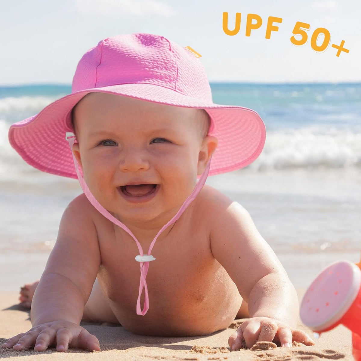 HONGTEYA Baby Sun Hat Toddler Girl Beach Hat Adjustable Outdoor Summer Hat UPF 50+ Sun Protection