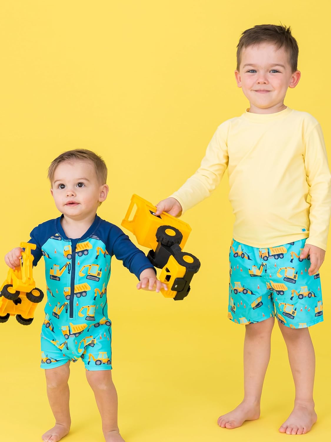 RUGGEDBUTTS Baby/Toddler Boy Swimsuit, One Piece Zipper Rash Guard Sunsuit with UPF 50+ Sun