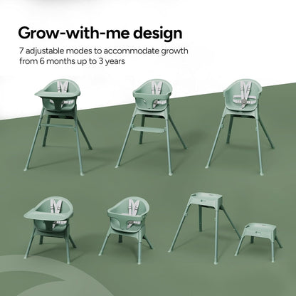 Mompush Olli 7-in-1 Convertible High Chair for Babies and Toddlers – Adjustable Height & Footrest