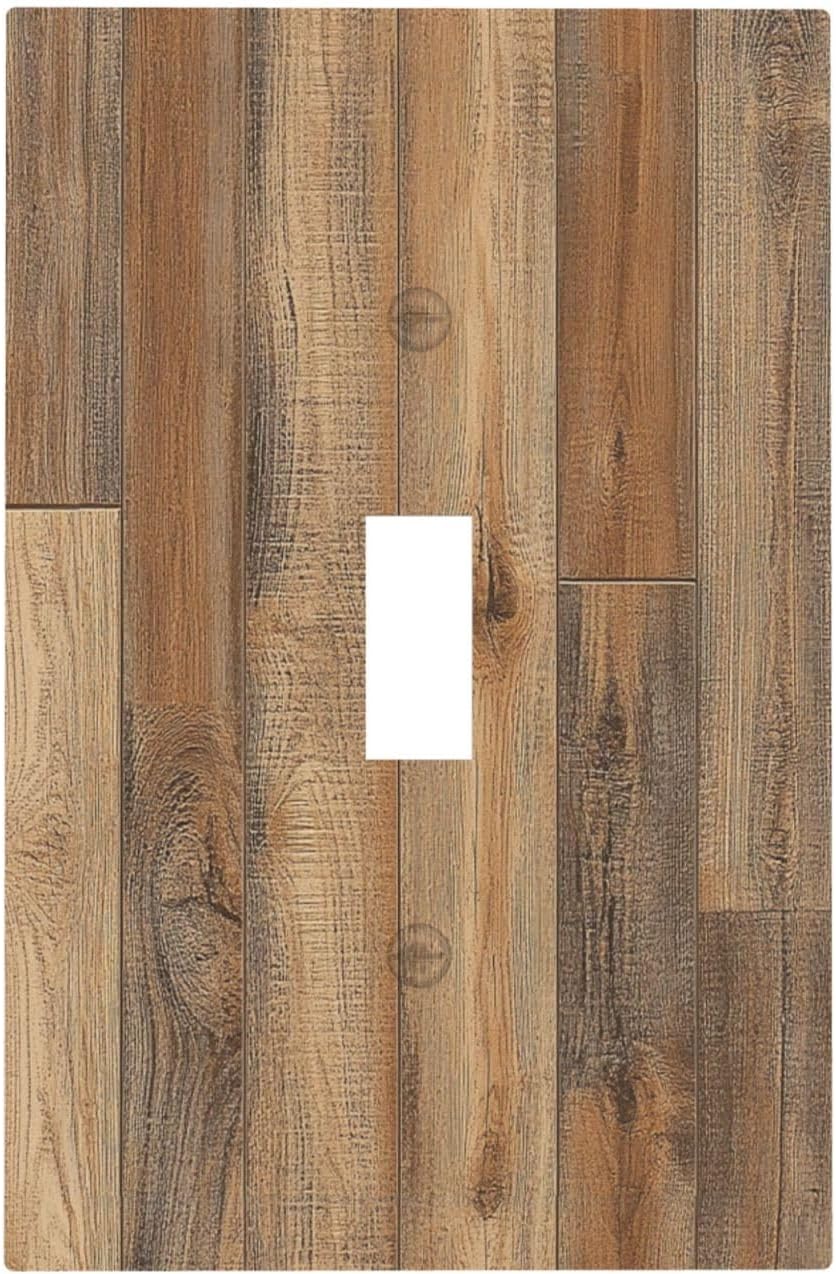 Decorative Light Switch Cover Retro Rustic Brown Wood Grain 1 Gang Single Toggle Device Electrical