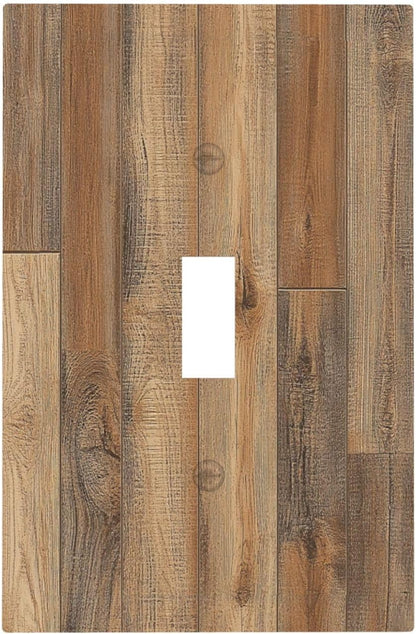 Decorative Light Switch Cover Retro Rustic Brown Wood Grain 1 Gang Single Toggle Device Electrical