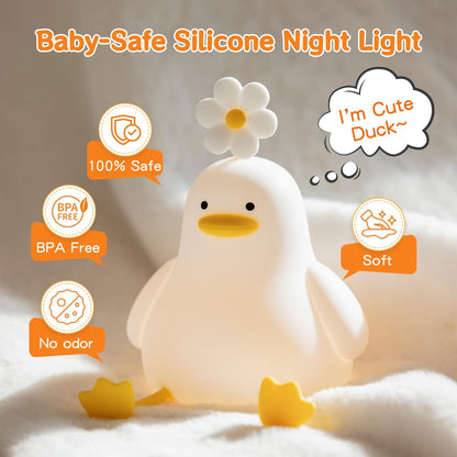 Cute Duck Night Light for Baby, Kids, Toddler, Ambient Nursery Nightlight, Soothing Lamp 3 Level