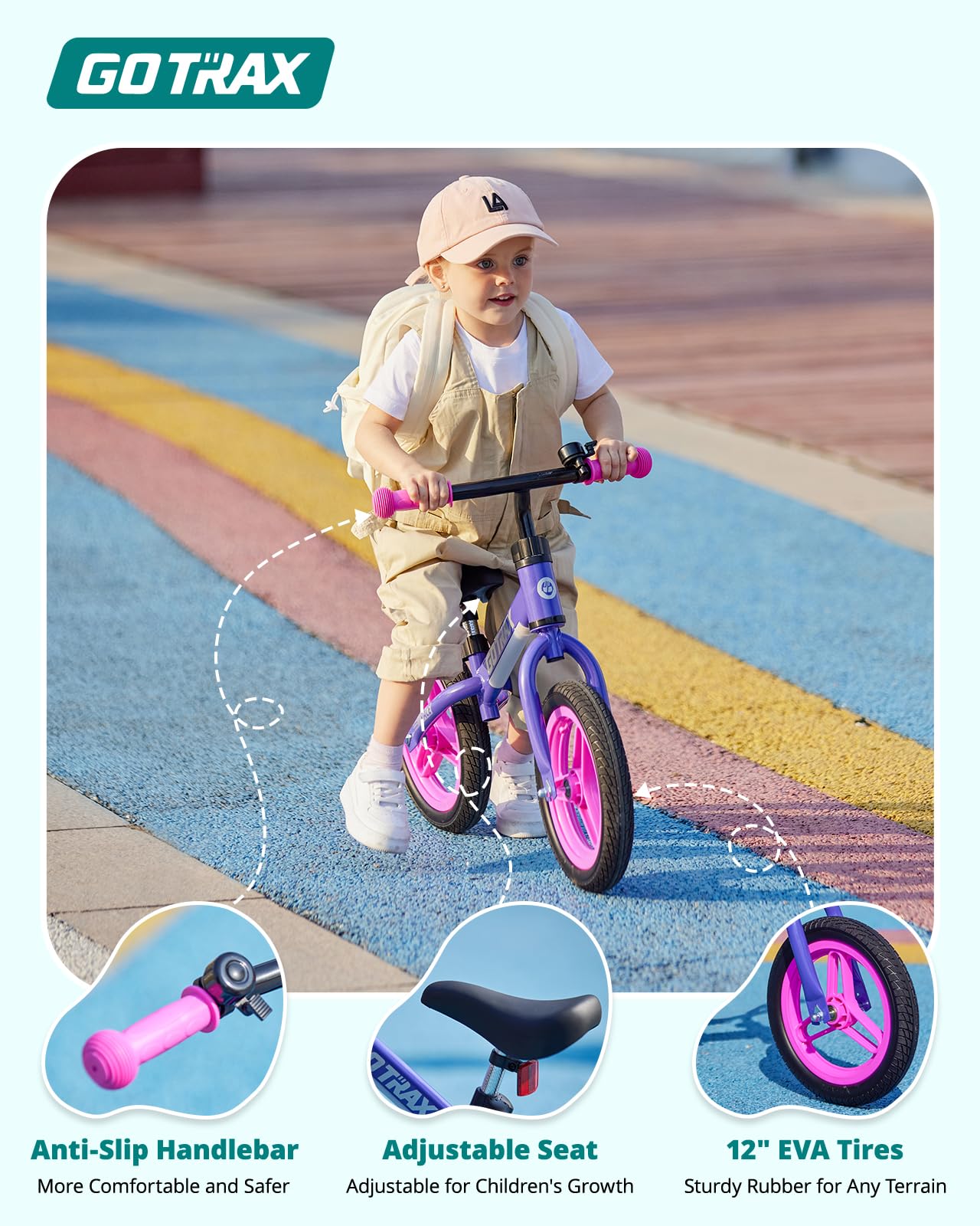 Gotrax KS12 Toddler Balance Bike, 12" No-Pedal Bike for Boys&Girls Ages 2-5