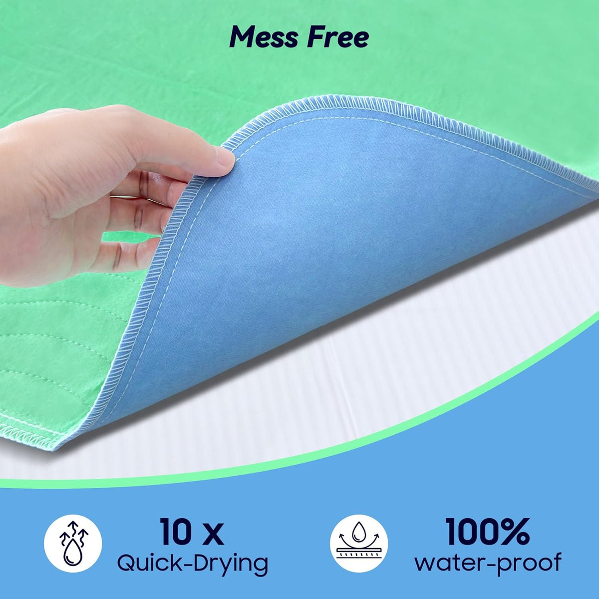 6 Pack 24” x 24” Extra Heavy Absorbency Washable Underpads, Waterproof Nursing Pads Incontinence