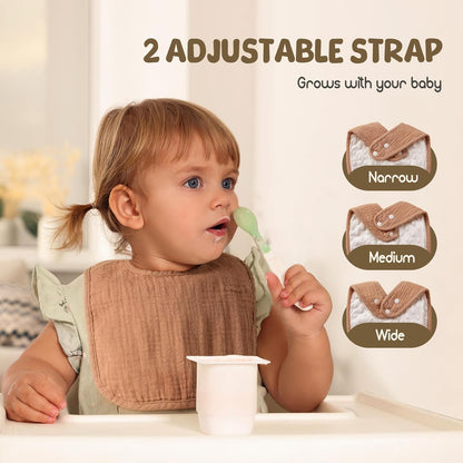 6-Pack Muslin Baby Bibs for Unisex Boys Girls, Cotton Baby Drool Bibs, Drooling and Teething Bibs