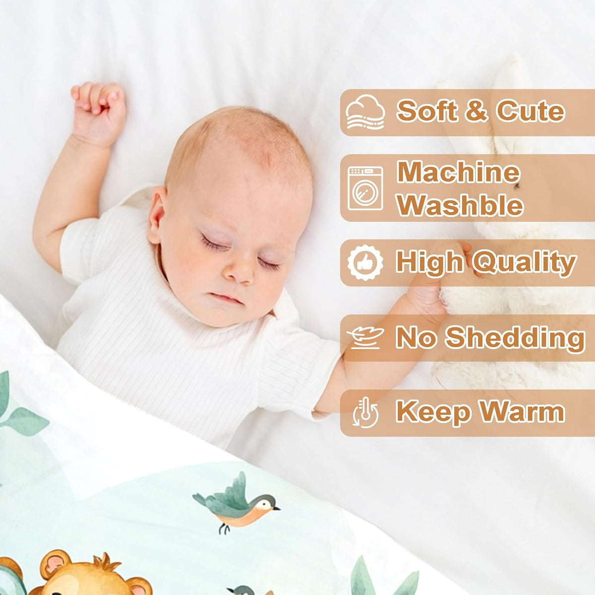 Ship Next Day, Personalized Baby Blanket – Printed in USA, Custom Baby Blanket for Boys & Girls