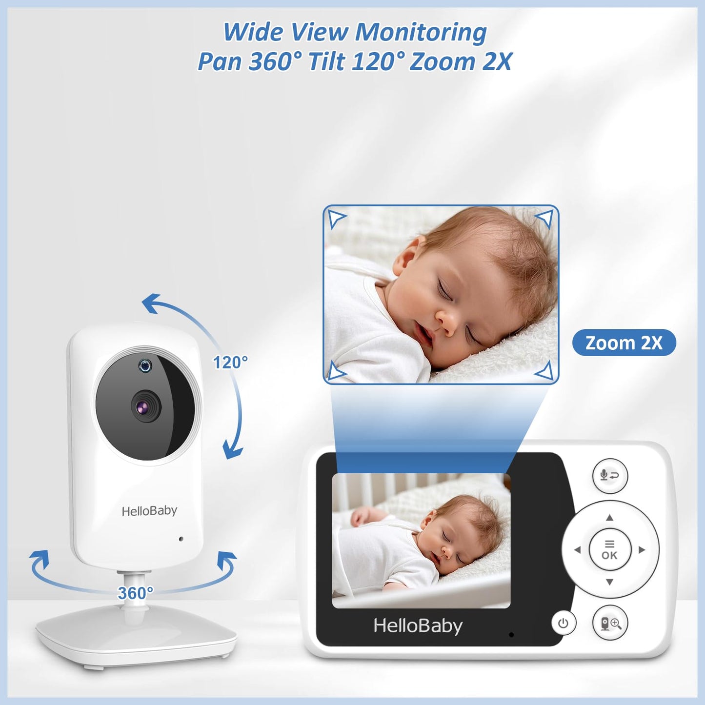 HelloBaby 2.4" Video Baby Monitor with Camera and Audio