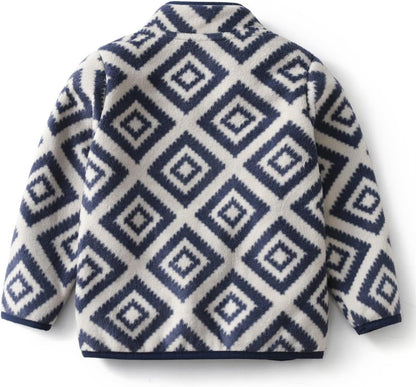 Kids Printed Polar Fleece Jacket Toddler Baby Boys Girls Autumn Winter Warm Sherpa Lining Outerwear