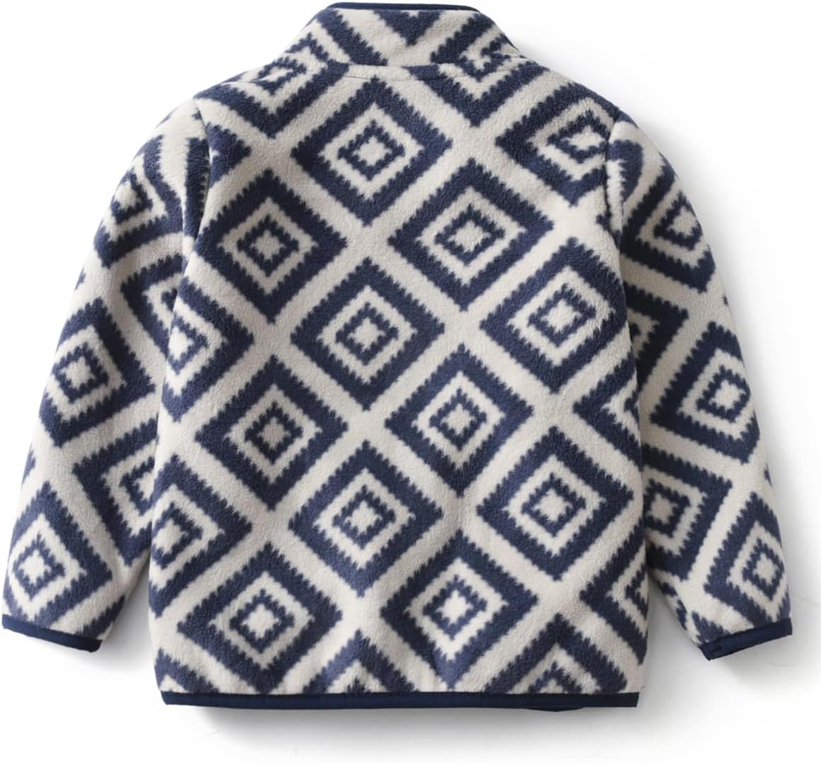 Kids Printed Polar Fleece Jacket Toddler Baby Boys Girls Autumn Winter Warm Sherpa Lining Outerwear