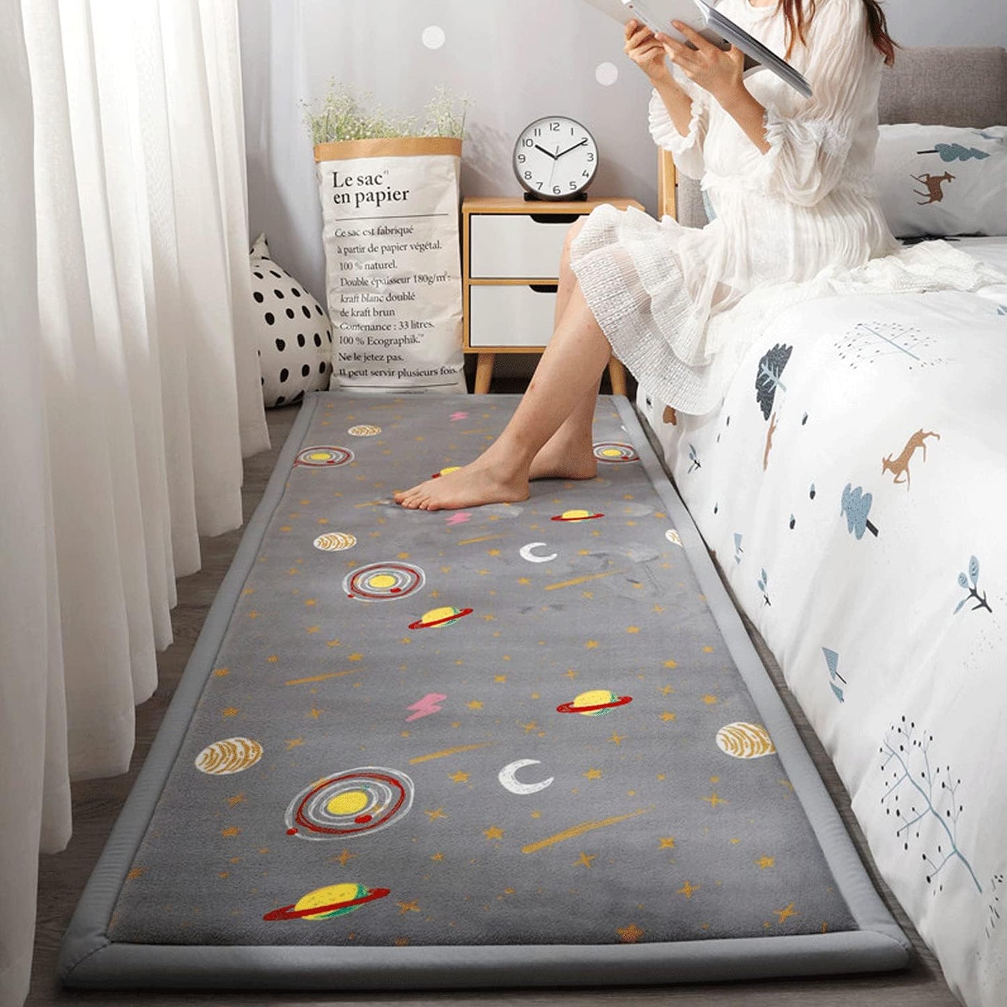 Loartee Coral Velvet Area Rug - 1" Thick Memory Foam Baby Play Mat, Washable Toddler Carpet, Home