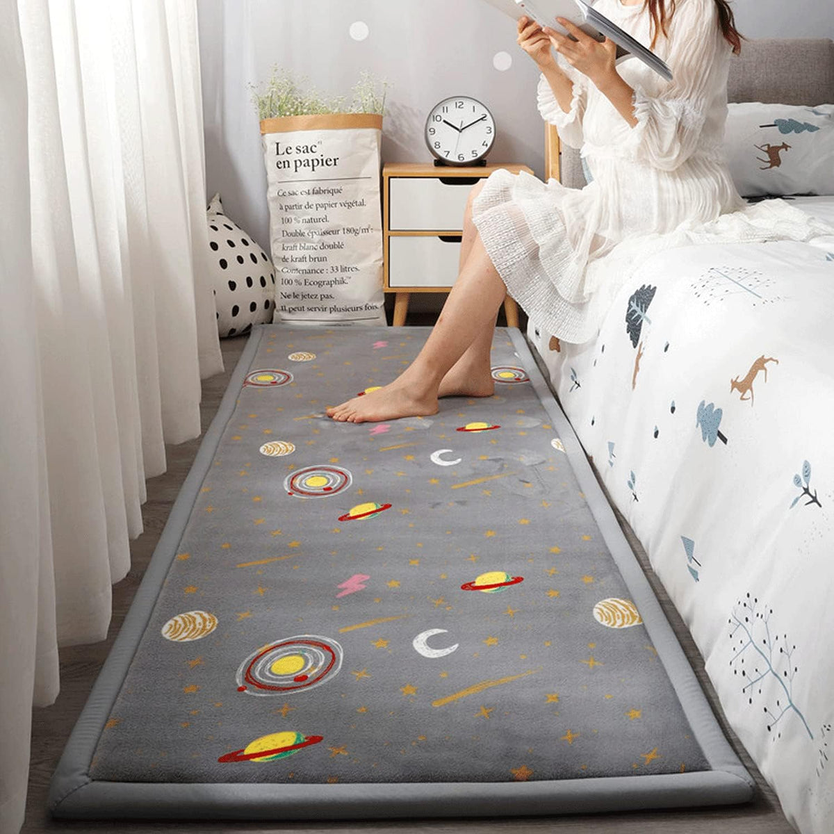 Loartee Coral Velvet Area Rug - 1" Thick Memory Foam Baby Play Mat, Washable Toddler Carpet, Home