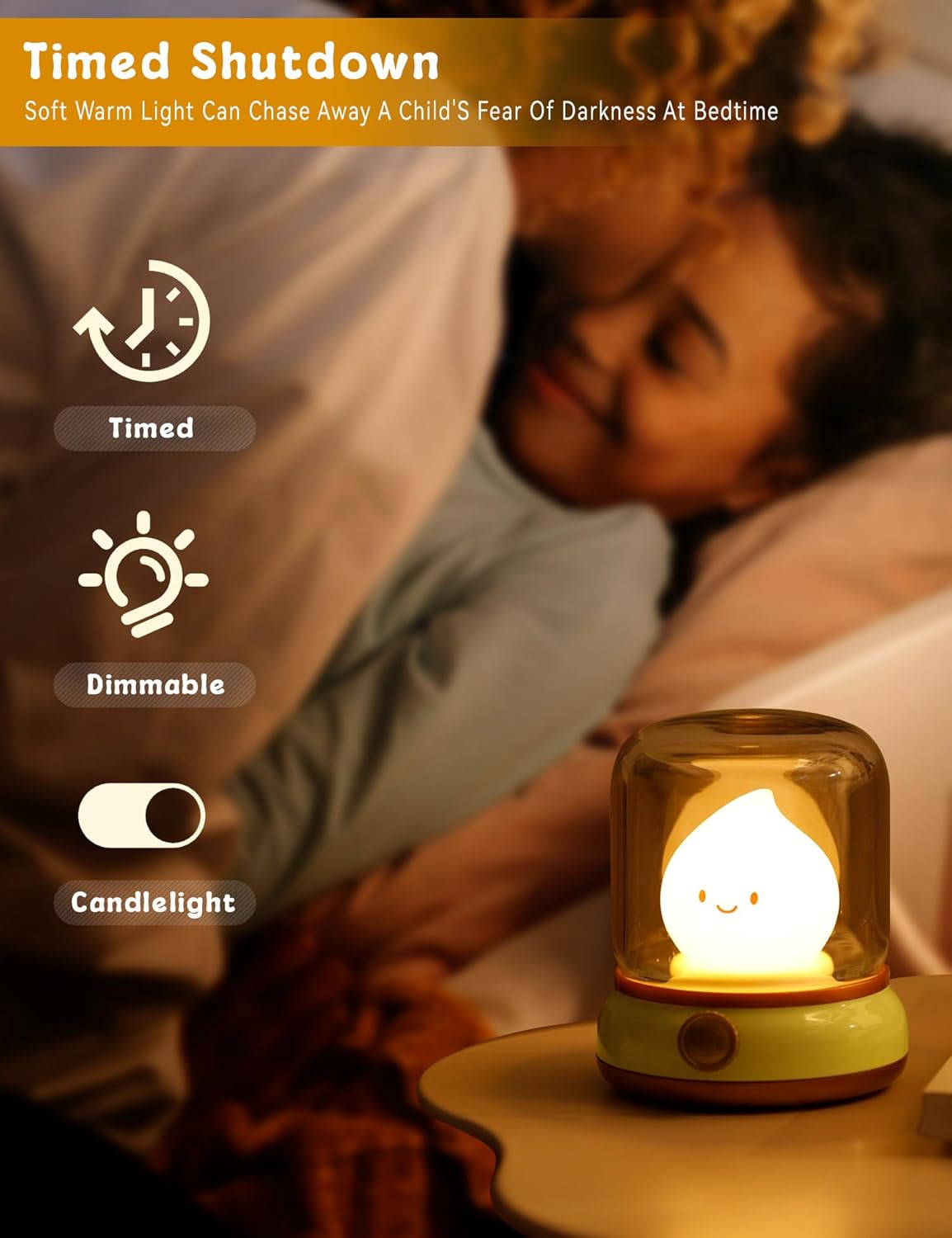 Cute Chibi Flame Lamp, Anime Cozy Lights, Retro Rechargeable Night Light, Decor, Cute Desk