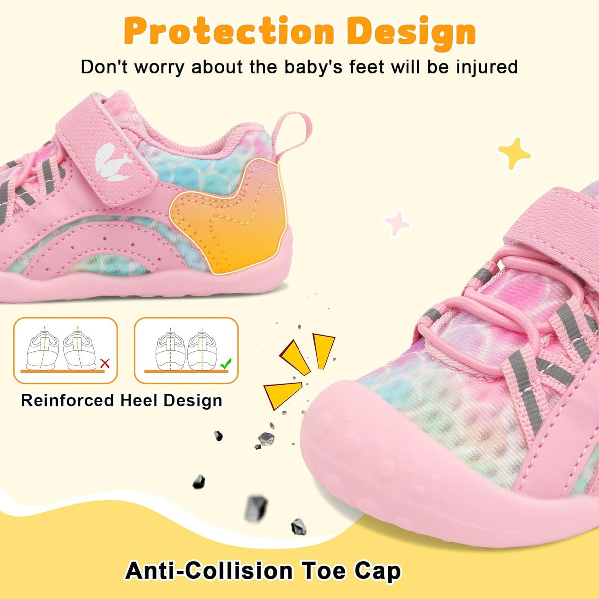 FEETCITY Wide Baby Shoes Boys Girls Baby Barefoot Shoes Breathable Infant Walking Shoe Crib Sock