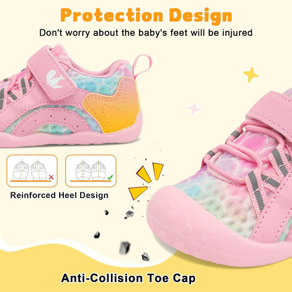 FEETCITY Wide Baby Shoes Boys Girls Baby Barefoot Shoes Breathable Infant Walking Shoe Crib Sock
