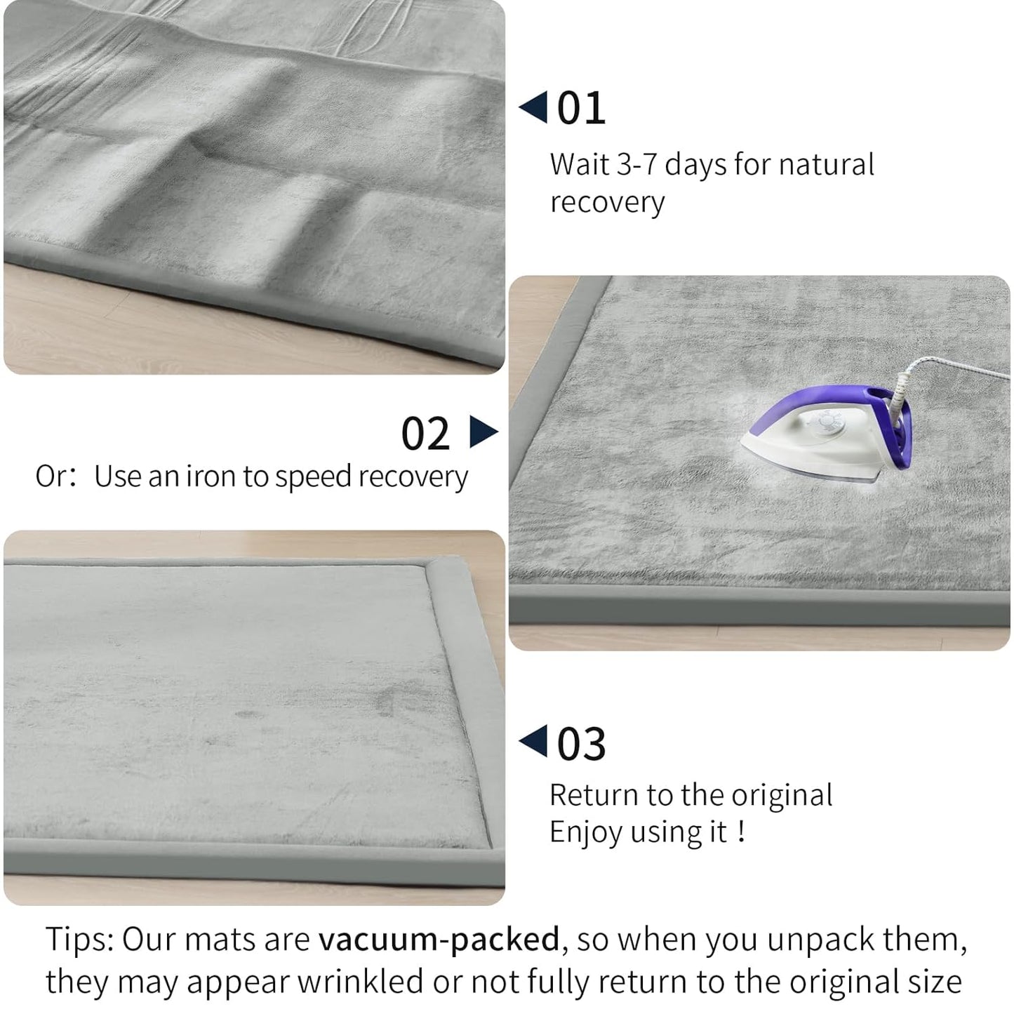 ACOMOPACK Baby Play Mat for Floor 1.3" Thick Memory Foam 50x50 Soft Velvet Playpen Mat for