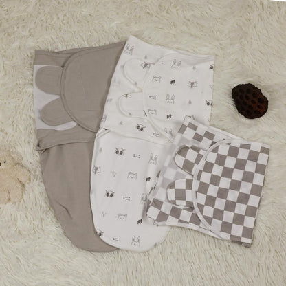 Baby Swaddle Sacks, 3-Pack Newborn Organic Cotton Swaddle Wrap, Adjustable Swaddling Blankets