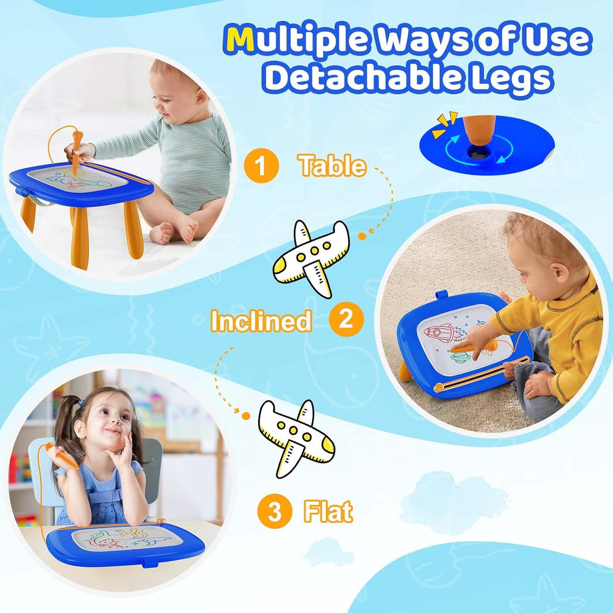 Kikidex Toddlers Toys Age 1-3, Magnetic Drawing Board, Toddler Girl Toys for 1-2 Year Old, Doodle