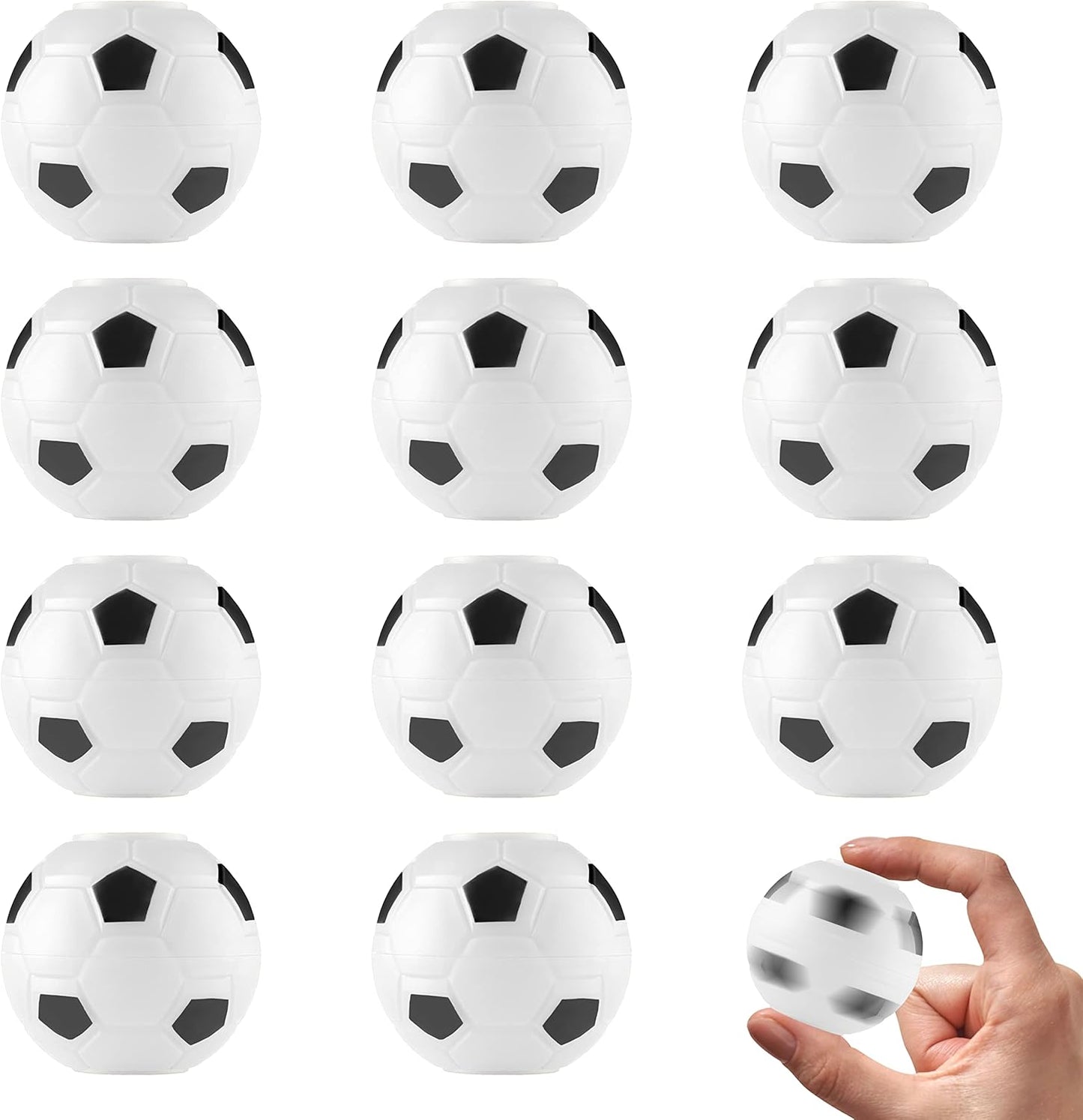 Entervending Fidget Spinners - 2 Inch Stress Balls - 12 Pcs Soccer Party Favors - White Mini Fidget