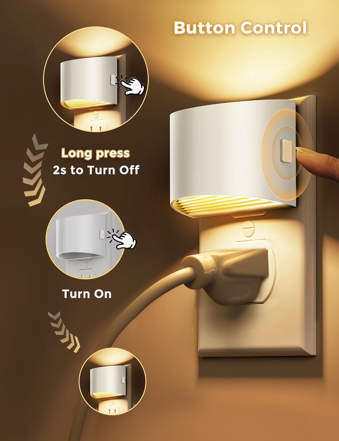 L LOHAS LED Night Lights Plug into Wall, Dimmable Night Light with 3 Level Brightness, 3000K Soft